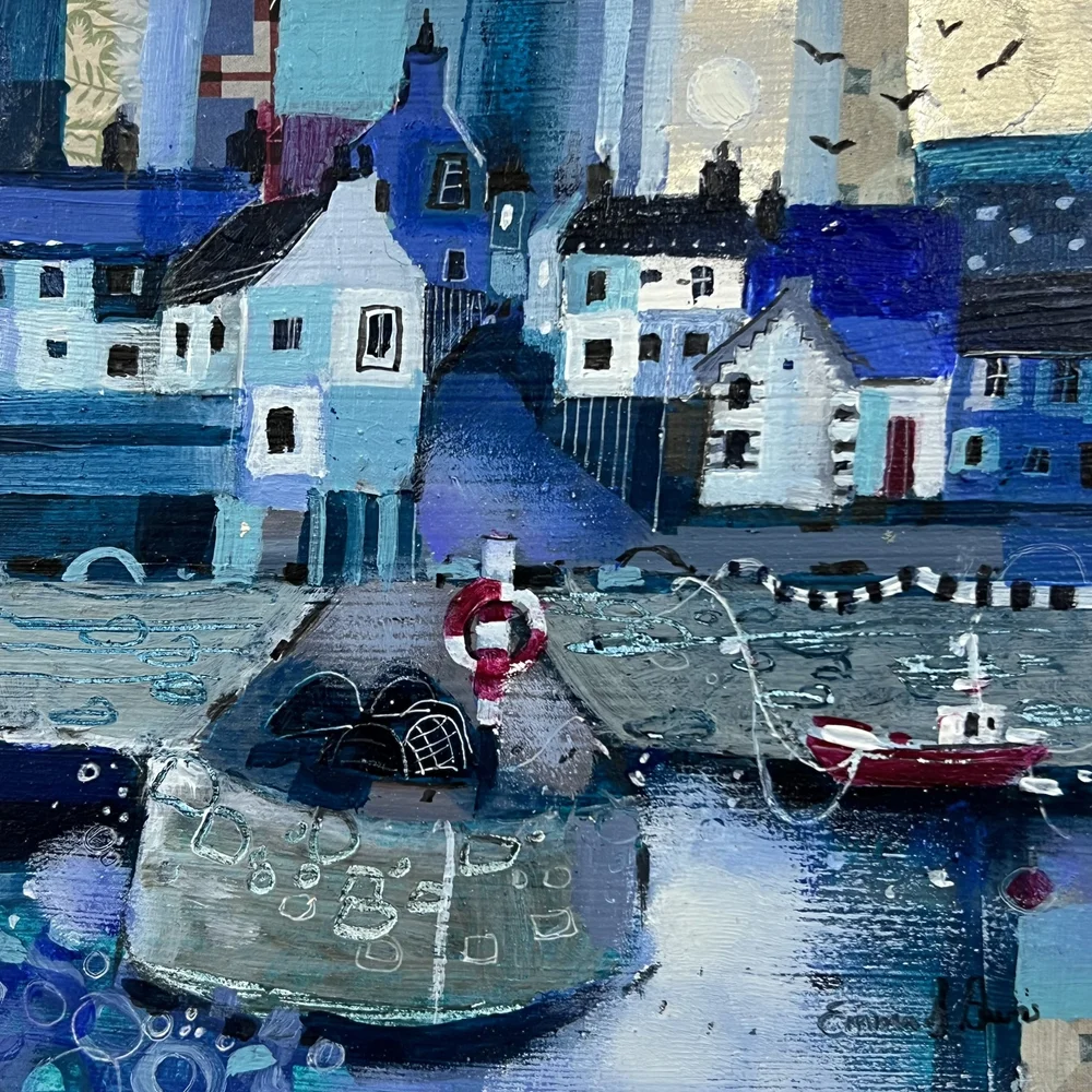 Portsoy Harbour' Framed Original Painting by Emma S Davis Scottish